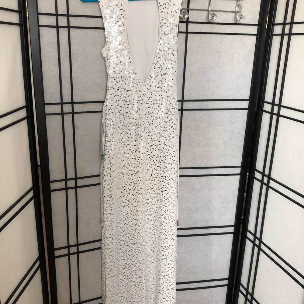 White Dress w/ White and Grey Sequins